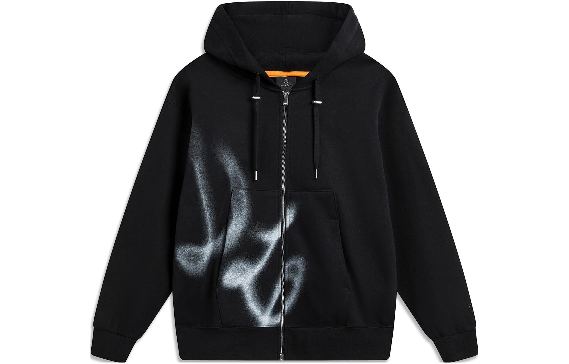 Li-Ning Wade Series Black Fleece Hoodie with Letter Print AWDTD21-4