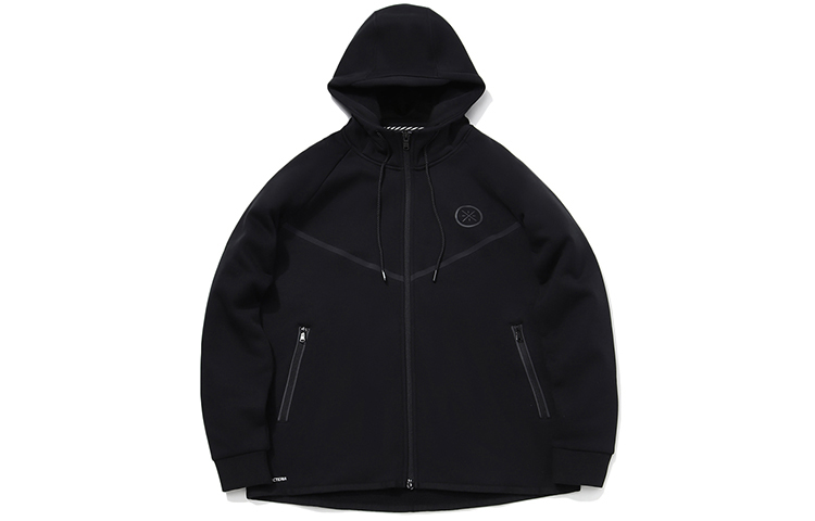 Li-Ning Wade Series Black Fleece Warm Hooded Raglan Sports Jacket AWDQ705-1