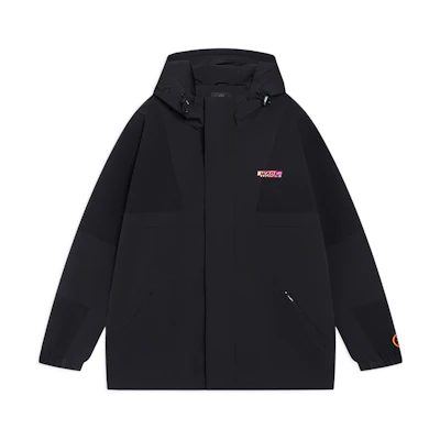 Li-Ning Wade Series Black Hooded Windbreaker Jacket with Logo for Men AFDT085-6