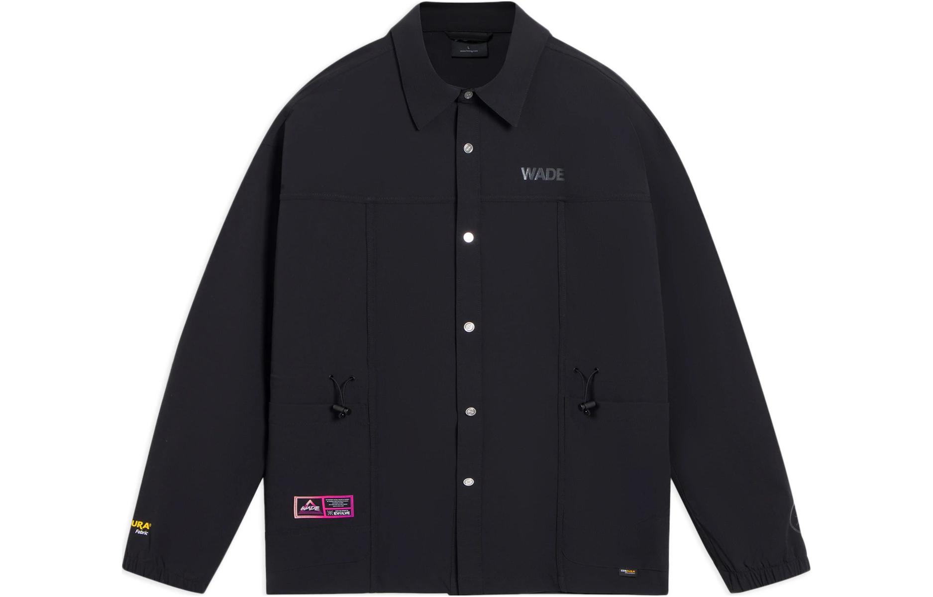 Li-Ning Wade Series Black Monochrome Print Collared Jacket AFDS793-3