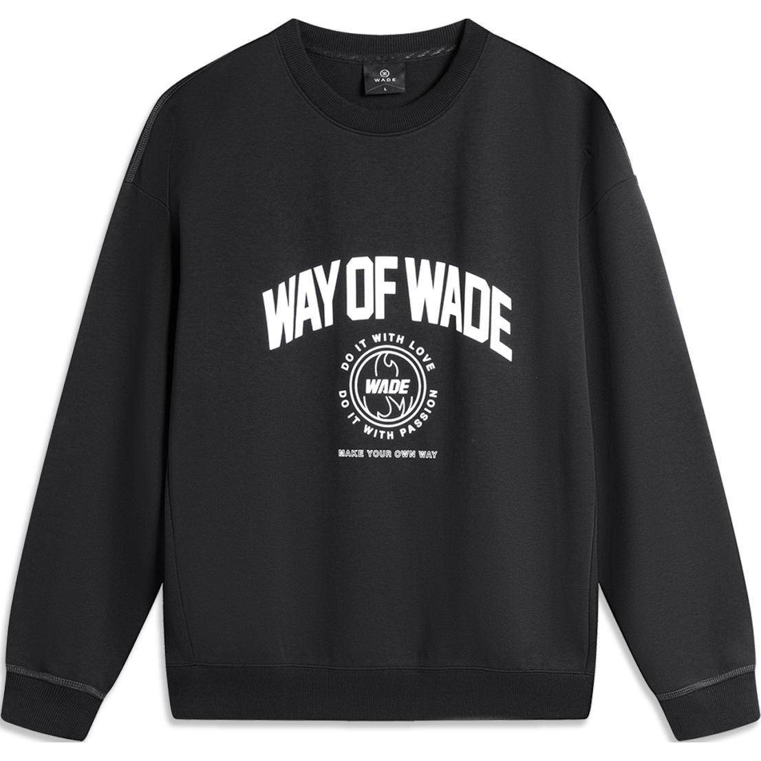 Li-Ning Wade Series Black Printed Long-Sleeve Crewneck Sweatshirt AWDU277-1