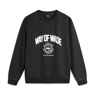 Li-Ning Wade Series Black Printed Long-Sleeve Crewneck Sweatshirt AWDU277-1