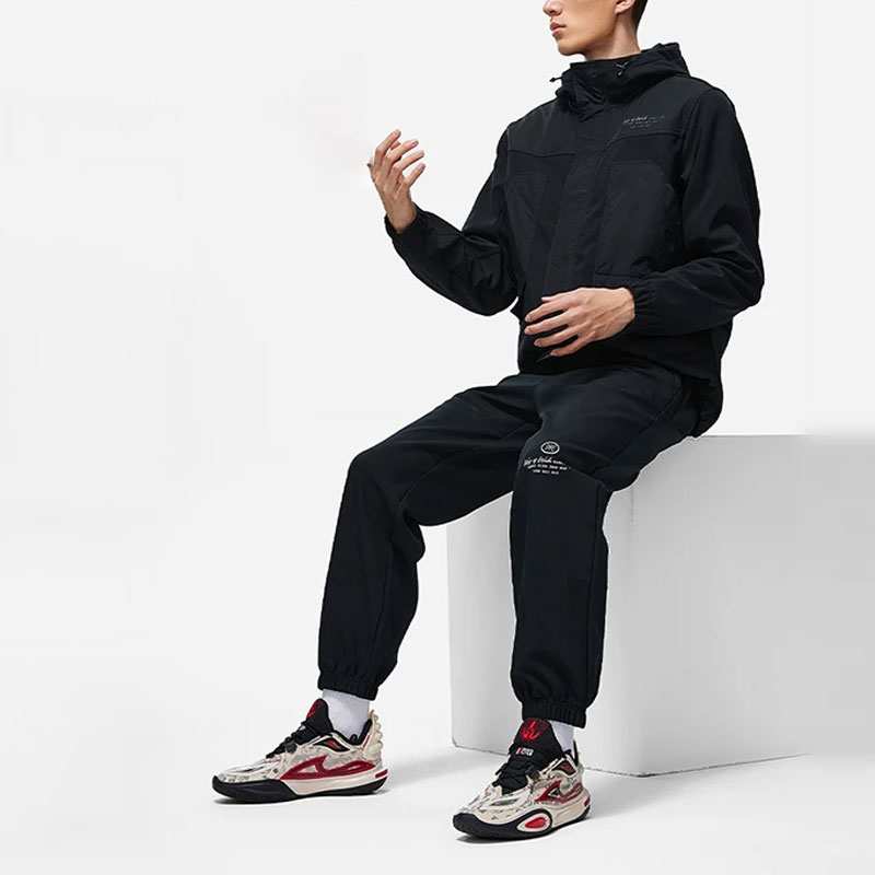 Sizing Li-Ning Wade Series Black Water-Resistant Fleece Hoodie Jacket AFDT693-1