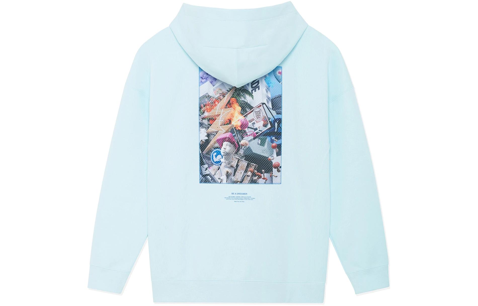 Li-Ning Wade Series Blue Graphic Print Long-Sleeve Sweatshirt Unisex AWDSE73-3