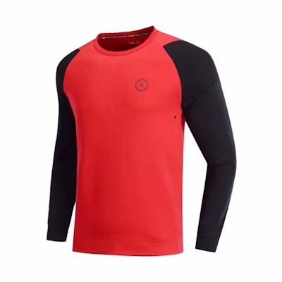 Li-Ning Wade Series Bulls Red Colorblock Crewneck Pullover Sweatshirt Mens AWDP089-2