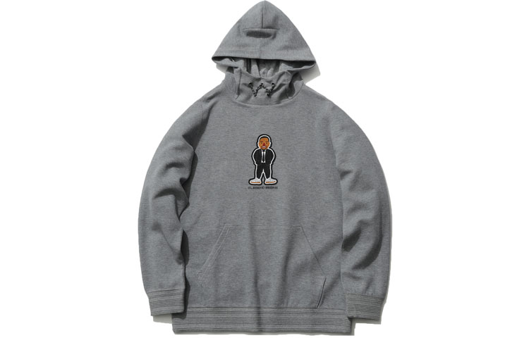 Li-Ning Wade Series Cartoon Embroidery Pullover Sweatshirt Men Grey AWDR081-2