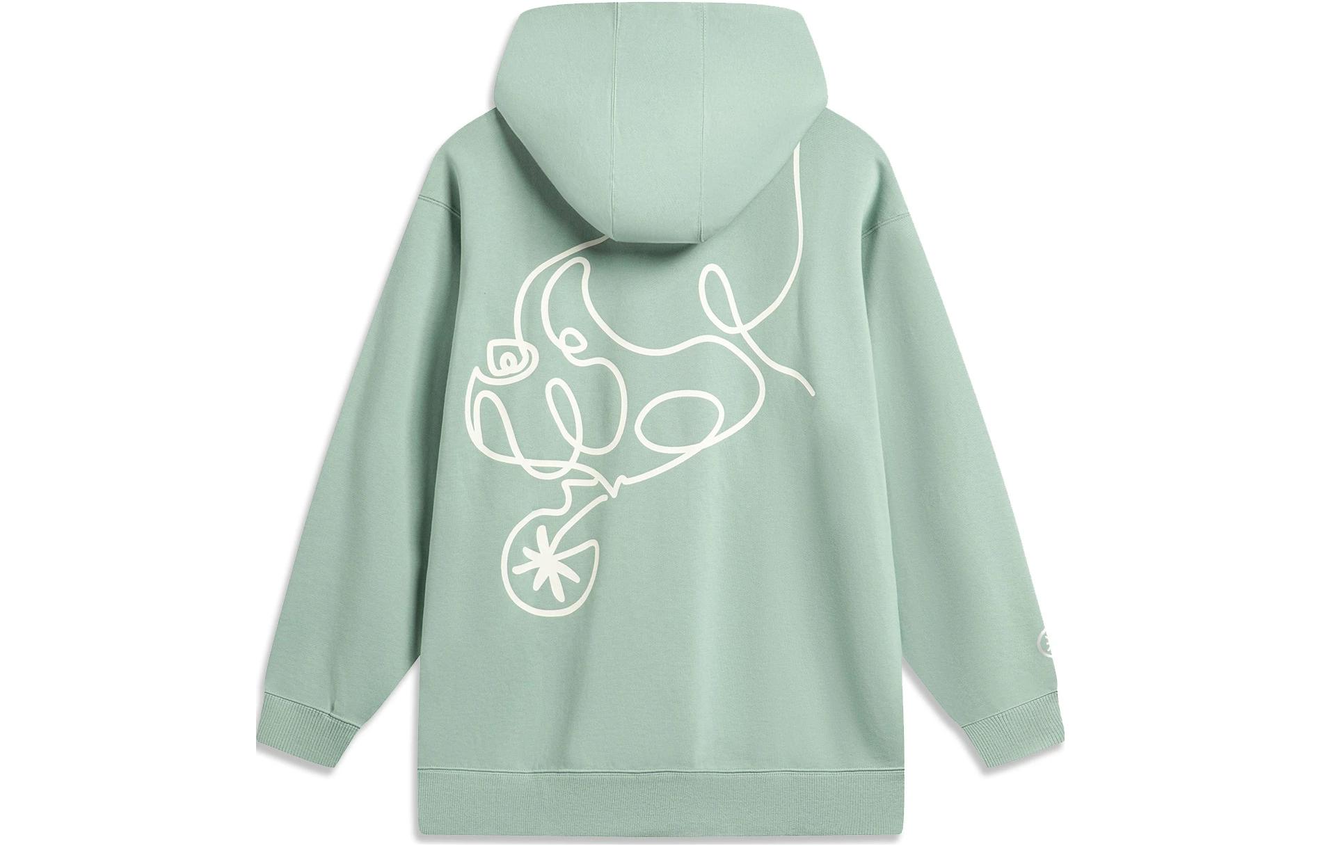 Li-Ning Wade Series Cartoon Print Hoodie Jade Green - Unisex AWDTC61-2