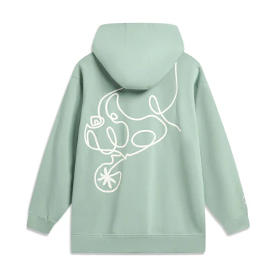 Li-Ning Wade Series Cartoon Print Hoodie Jade Green - Unisex AWDTC61-2