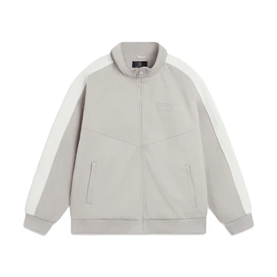 Li-Ning Wade Series Color-Block Knit Jacket - Gray Beige Mix AFDT691-3