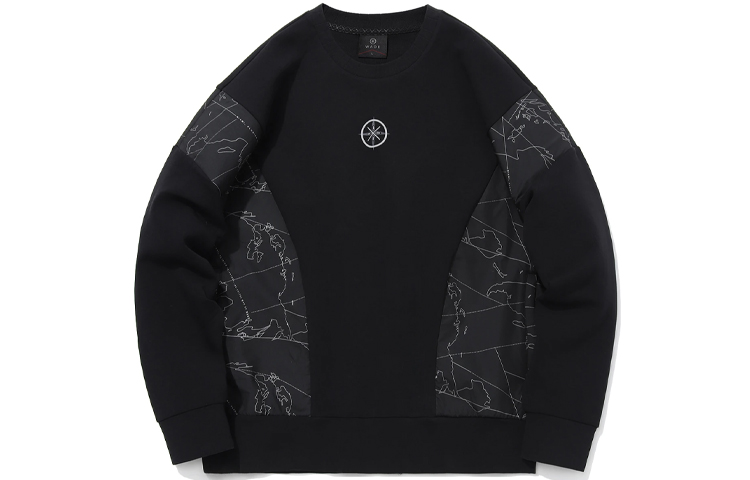 Li-Ning Wade Series Colorblock Crewneck Sweatshirt Black Rock Gray AWDQ693-1