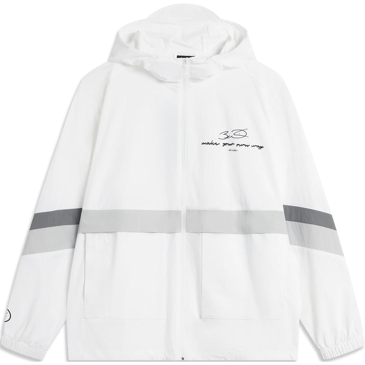 Li-Ning Wade Series Colorblock Letter Zipped Hooded Jacket - White. AFDU397-4