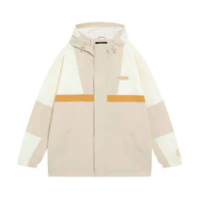 Li-Ning Wade Series Cream White Colorblock Letter Print Loose Hoodie Jacket AFDT085-7