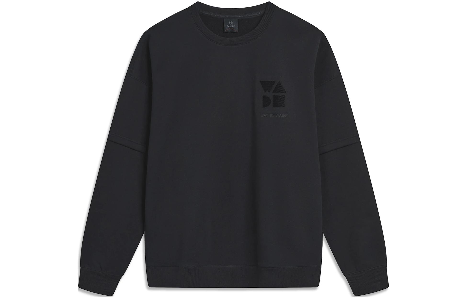 Li-Ning Wade Series Fleece Pullover Hoodie Black Warm Loose Fit AWDT947-1