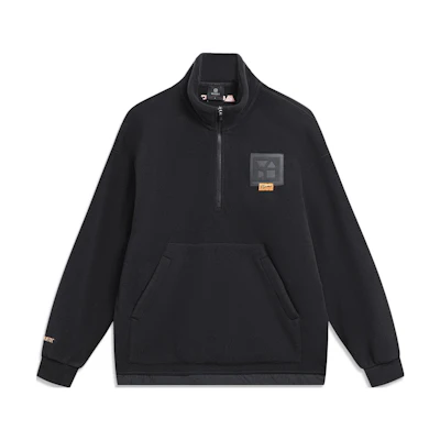 Li-Ning Wade Series Fleece Pullover Sweatshirt Black Unisex Warm Loose Fit AWDT937-1