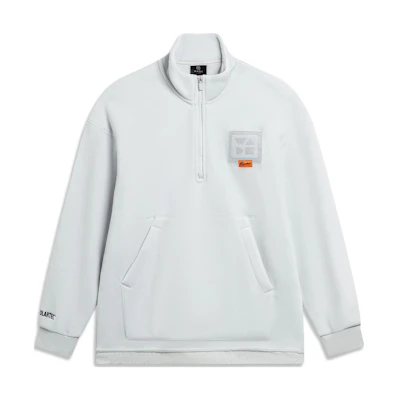 Li-Ning Wade Series Fleece Pullover Sweatshirt Gray - Warm Casual Wear AWDT937-2