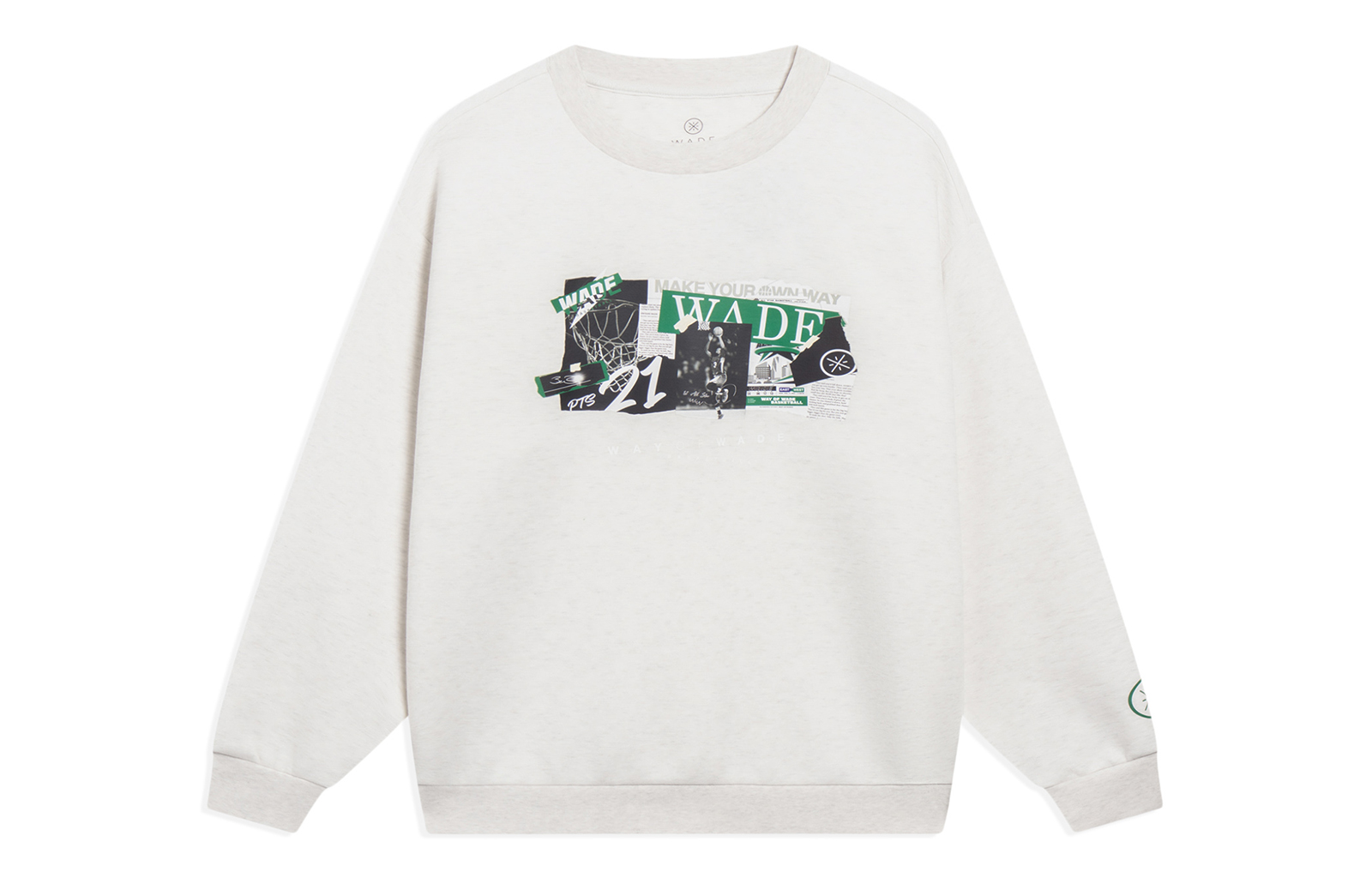 Li-Ning Wade Series Graphic Crewneck Pullover Sweatshirt Unisex Grey AWDT147-10