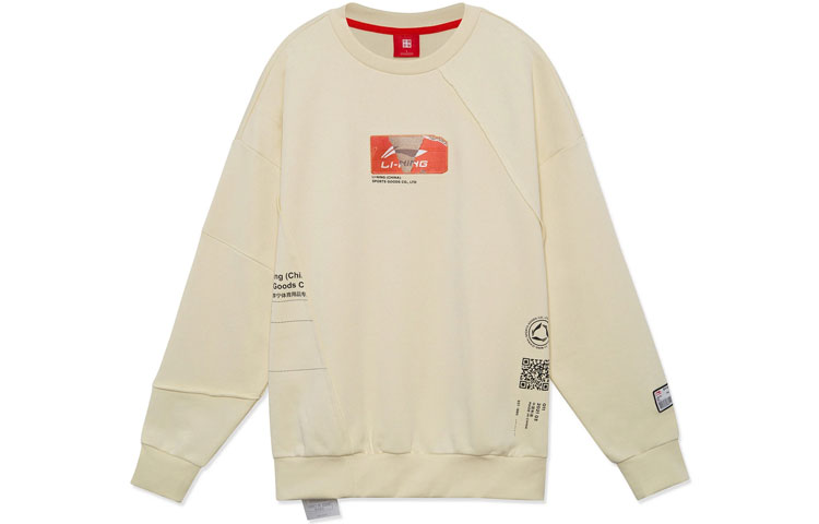 Li-Ning Wade Series Graphic Print Loose Fit Sweatshirt Cloud Apricot Unisex AWDRA83-2