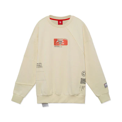 Li-Ning Wade Series Graphic Print Loose Fit Sweatshirt Cloud Apricot Unisex AWDRA83-2