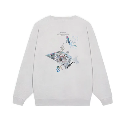 Li-Ning Wade Series Graphic Print Pullover Fleece Sweatshirt Grey Unisex AWDSI39-2