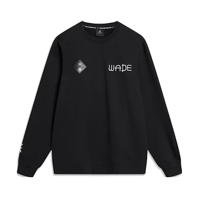 Li-Ning Wade Series Graphic Pullover Fleece Sweatshirt Unisex Black AWDTB79-1