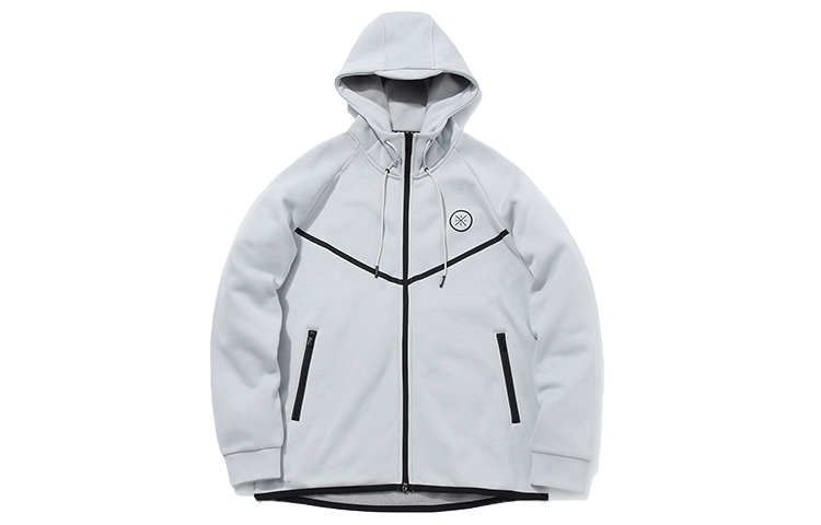 Li-Ning Wade Series Gray Fleece Hooded Zip-Up Jacket AWDQ705-5