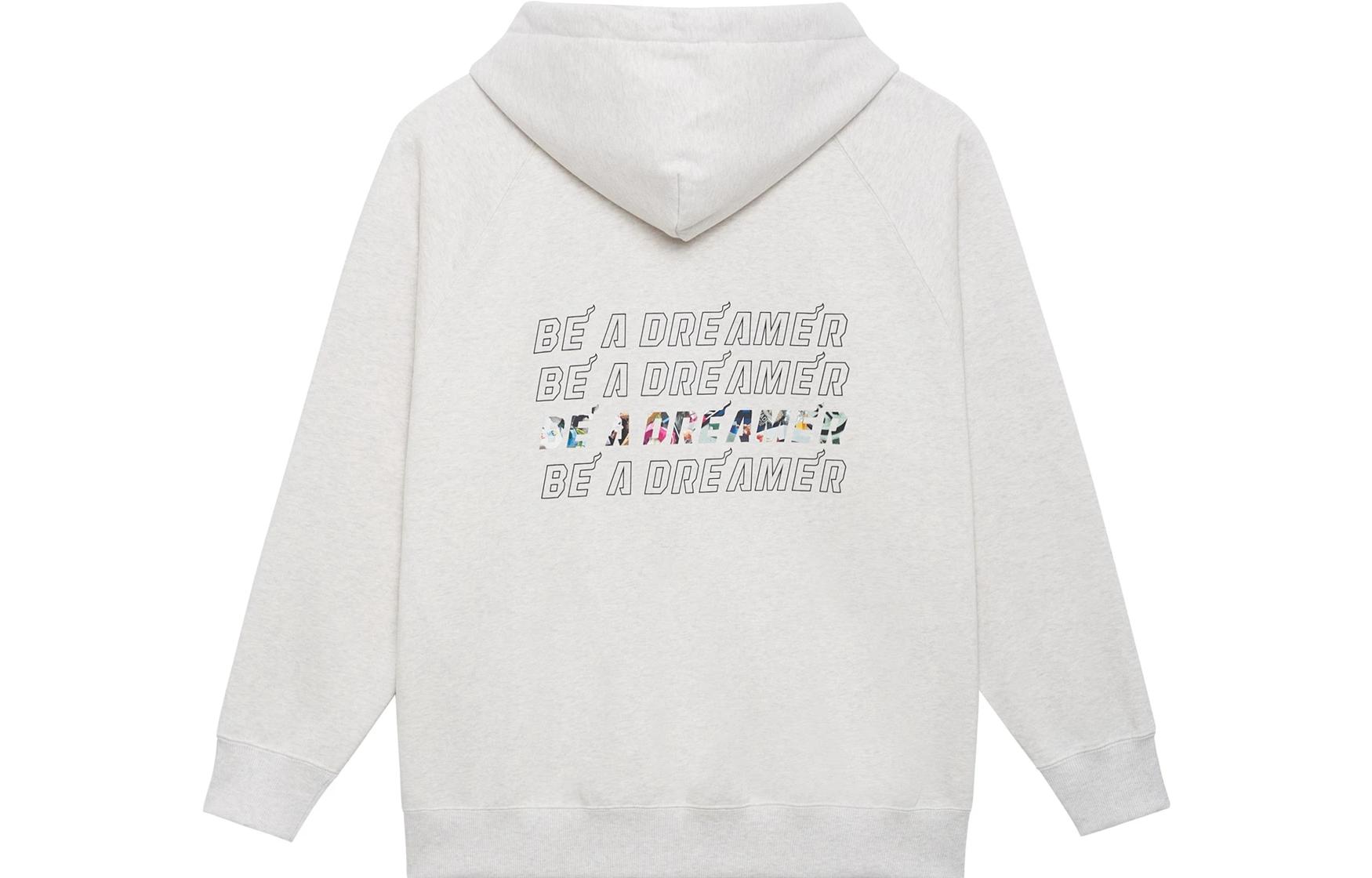 Li-Ning Wade Series Gray Hoodie with Zipper, Drawstring & Letter Print Unisex AWDSI35-2