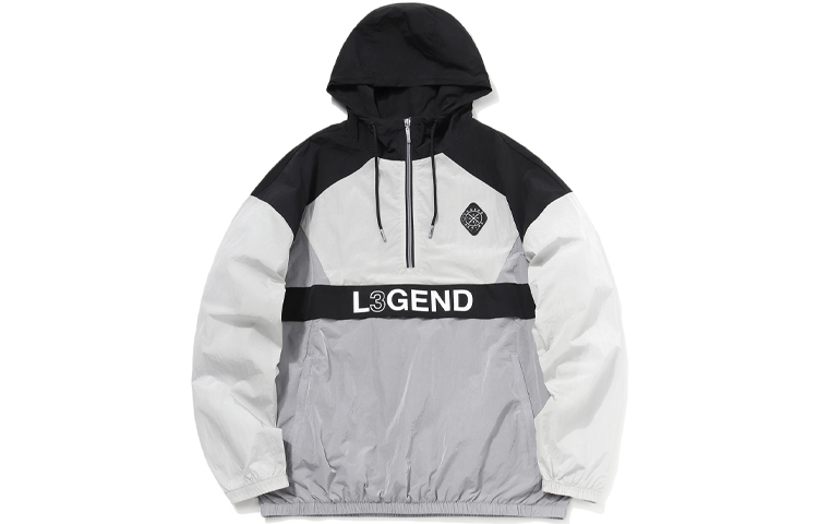 Li-Ning Wade Series Half-Zip Colorblock Hoodie Jacket Grey AFDR033-1