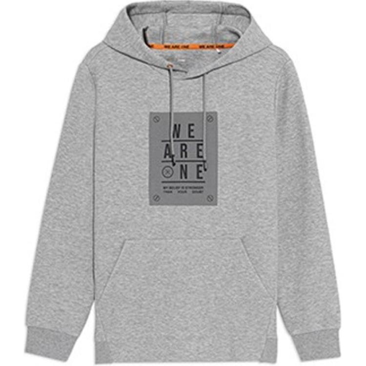 Li-Ning Wade Series Letter Print Pullover Hoodie Grey AWDS193-4