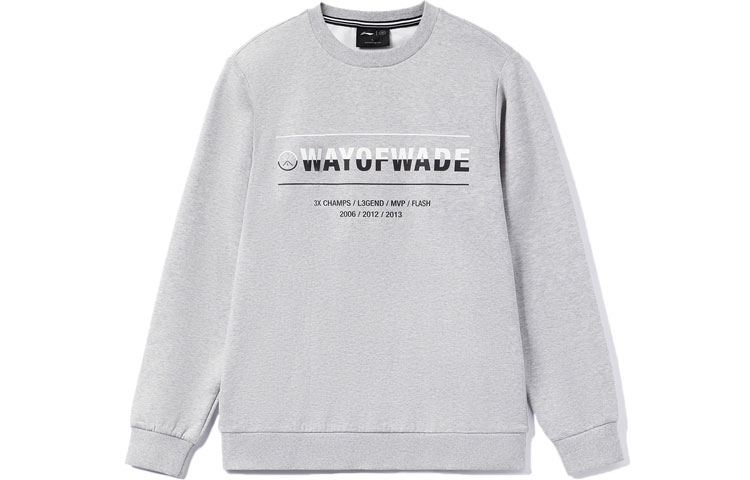 Li-Ning Wade Series Letter Print Pullover Hoodie Light Gray/Brick Gray AWDR437-3