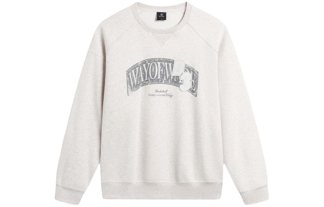 Li-Ning Wade Series Letter Print Washed Loose Crewneck Sweatshirt Grey Mens AWDU003-6
