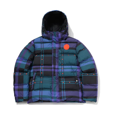 Li-Ning Wade Series Logo Print Hooded Down Jacket Black/Blue Print AYMQ237-1