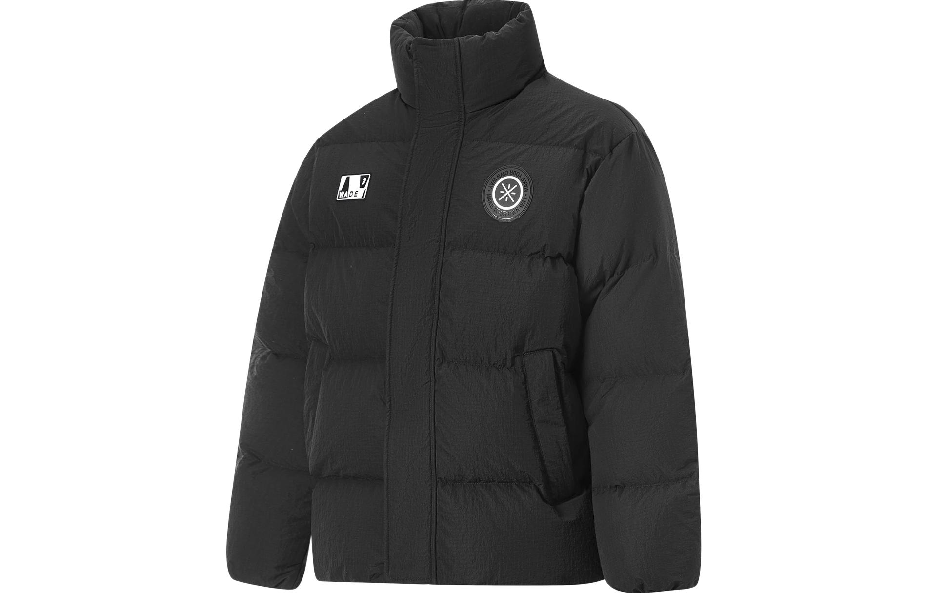 Li-Ning Wade Series Logo Print Water-Resistant Down Jacket Men Black AYMT153-1