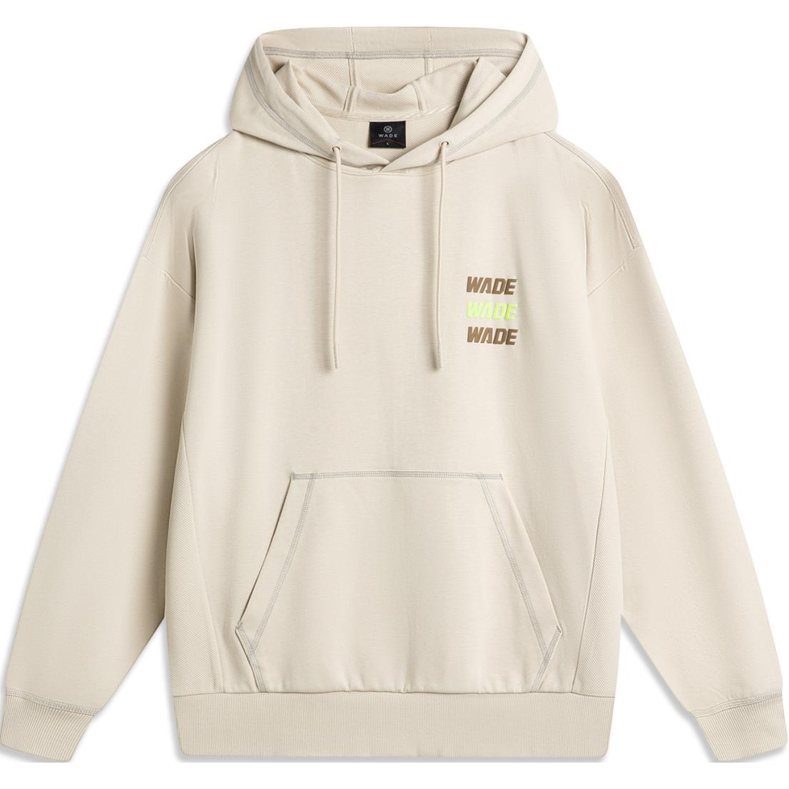 Li-Ning Wade Series Oatmeal Gray Hooded Printed Long Sleeve Hoodie AWDU271-6