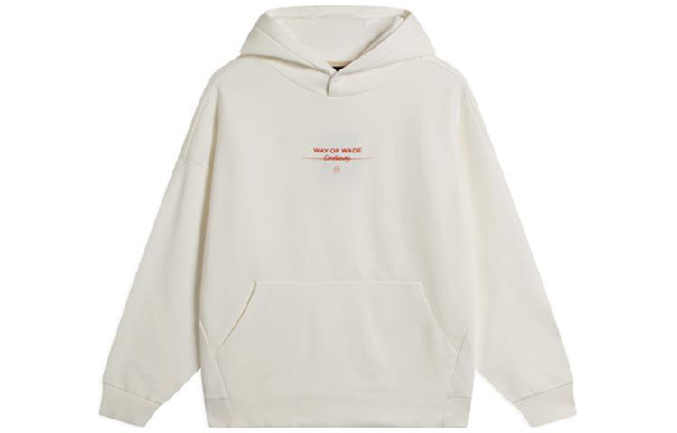 Li-Ning Wade Series Off-White Hoodie Unisex Letter Print Fleece Pullover AWDSC39-8