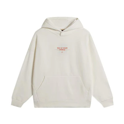 Li-Ning Wade Series Off-White Hoodie Unisex Letter Print Fleece Pullover AWDSC39-8