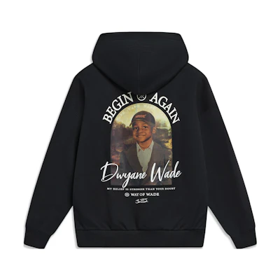 Li-Ning Wade Series Photo Letter Print Fleece Hoodie Unisex Black. AWDT943-1