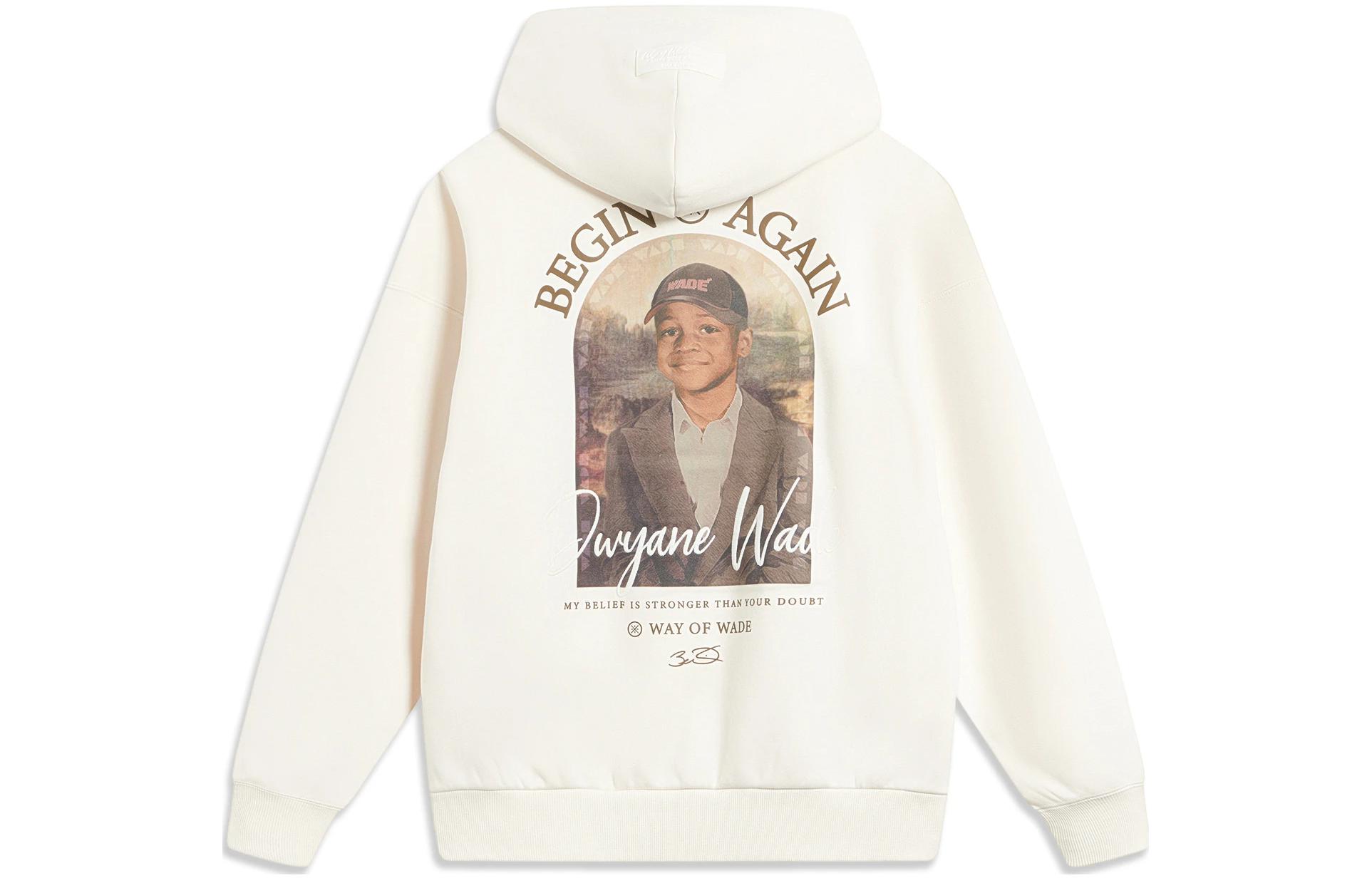 Li-Ning Wade Series Photo Letter Print Hoodie Unisex Off-White AWDT943-2