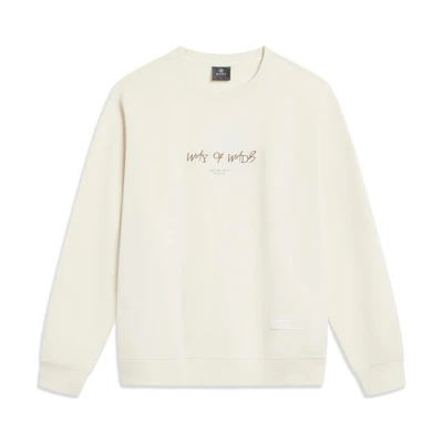 Li-Ning Wade Series Pullover Fleece Sweatshirt Winter Crewneck Beige AWDT941-2