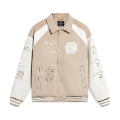 Li-Ning Wade Series Punk Striped Loose Jacket Unisex Light Brown/Off-White AJPT005-3