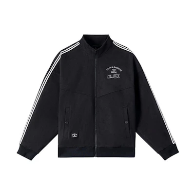Li-Ning Wade Series Striped Letter Print Relaxed Jacket Black (Men) AFDU007-1