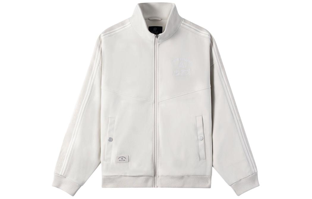 Li-Ning Wade Series Striped Letter Print Stand Collar Loose Jacket Silver Gray AFDU007-2