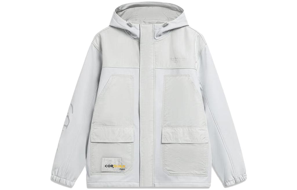 Li-Ning Wade Series Water-Resistant Fleece Hoodie Jacket - Gray/Off-White AFDT693-6