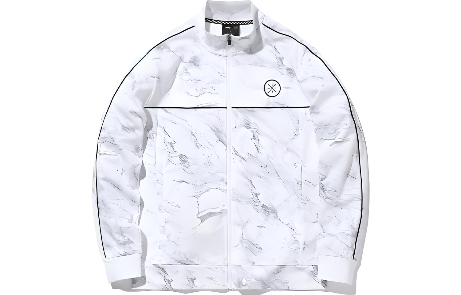 Li-Ning Wade Series White Printed Zip-Up Jacket Long-Sleeve Sweatshirt AWDQ551-2