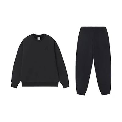 Li-Ning Warm Fleece Pullover Sweatshirt and Pants Set Unisex Black AWER020-1