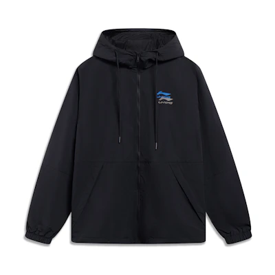 Li-Ning Water-Repellent Logo Hooded Windbreaker Jacket Unisex Black AFDU899-1