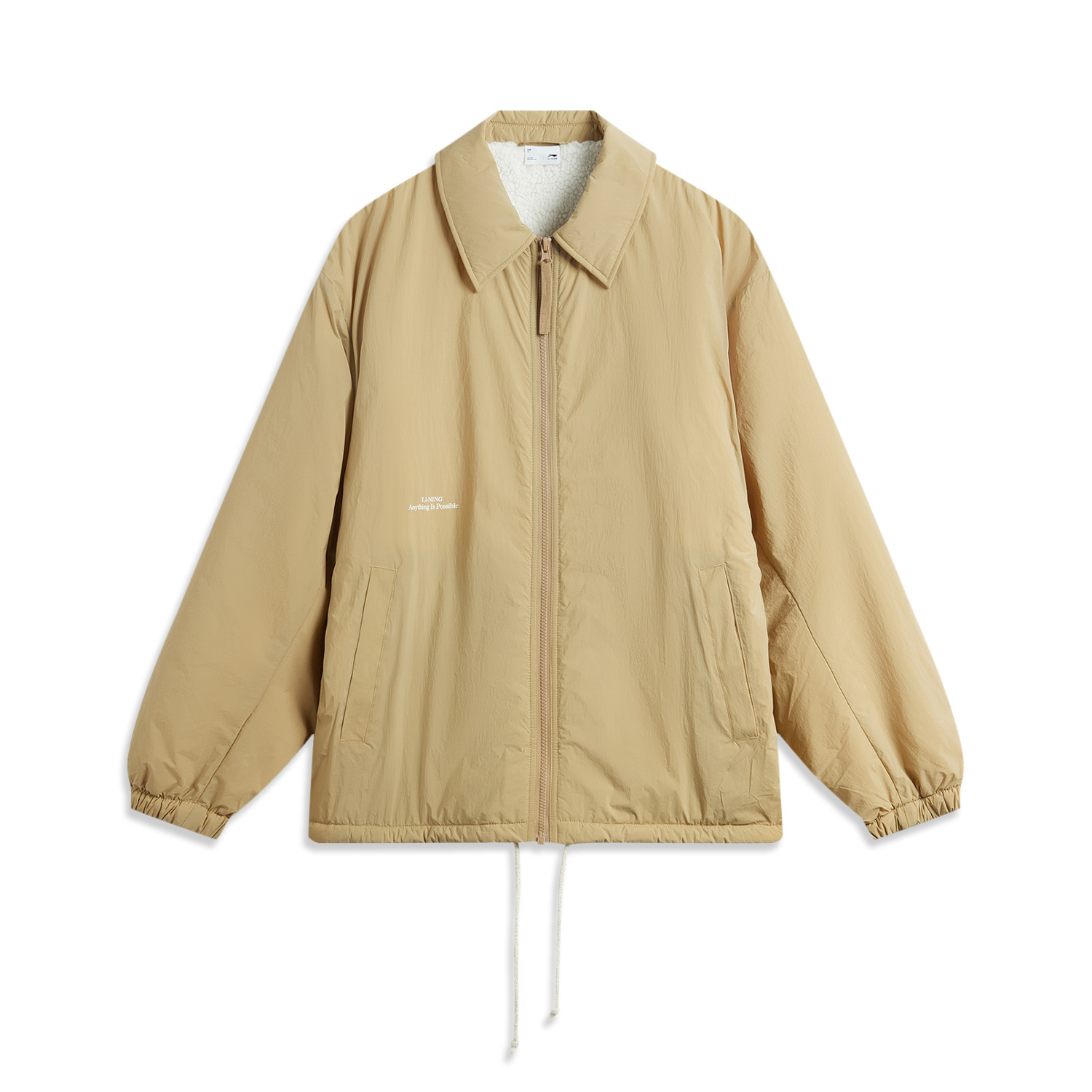 Li-Ning Water-Repellent Retro Casual Loose Fit Fleece Jacket Khaki AJDU319-4