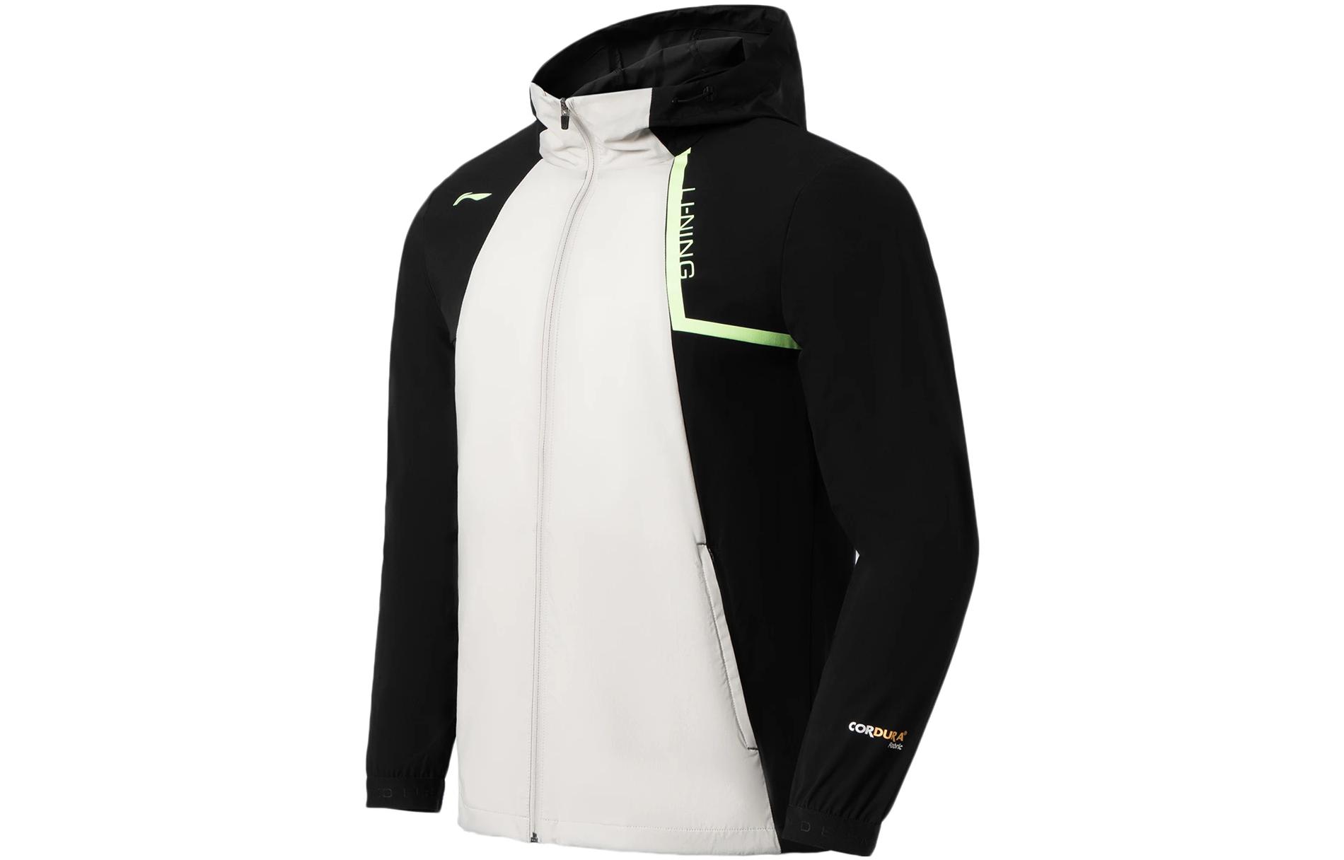 Li-Ning Water-Resistant Colorblock Hooded Jacket Black/Antarctic Gray AFDS275-1
