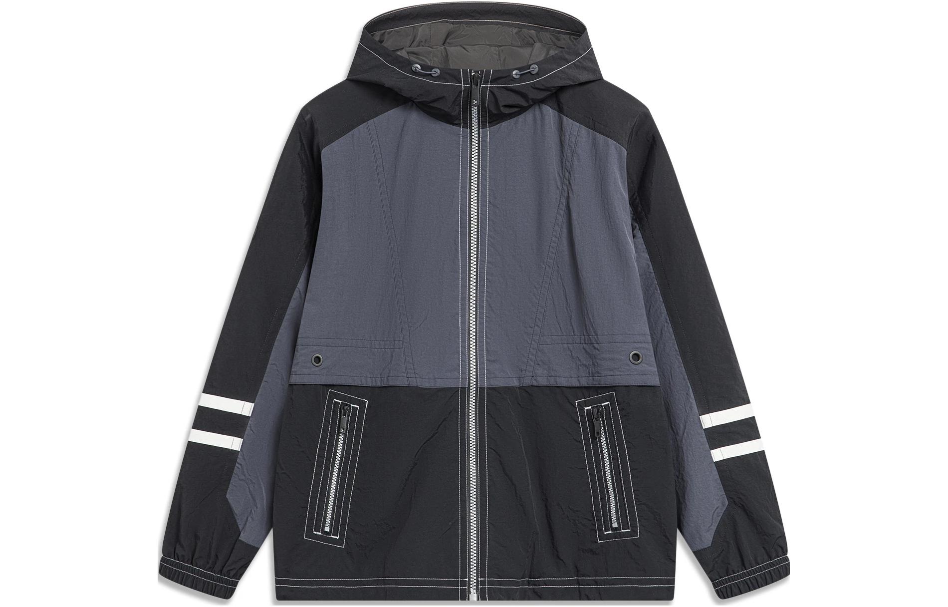 Li-Ning Water-Resistant Colorblock Windbreaker Jacket - Black AFDT637-2