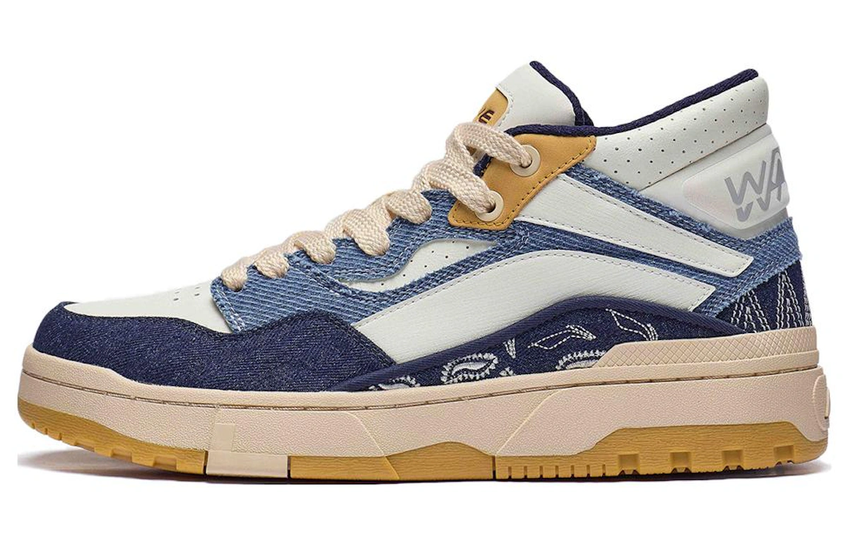 Li-Ning Wave Mid Classic Skate Shoes 'Blue White'