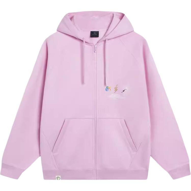 Li-Ning Way of Wade Alphabet Loose Hooded Zip Sweatshirt Pink Unisex AWDSI35-3